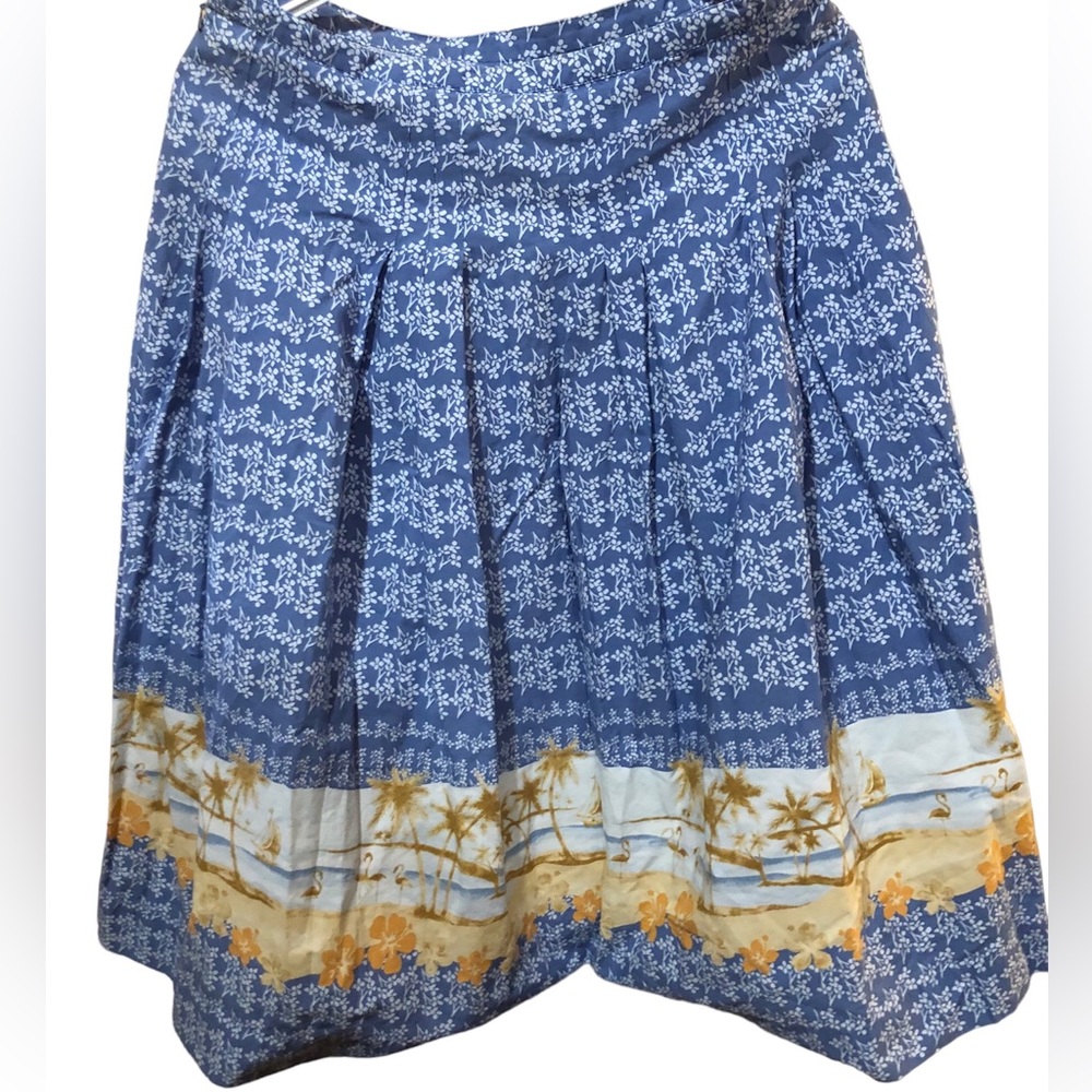 Vintage 90s Liz Claiborne Petite Size 10 Island Pleated Skirt Palm Tree beach
